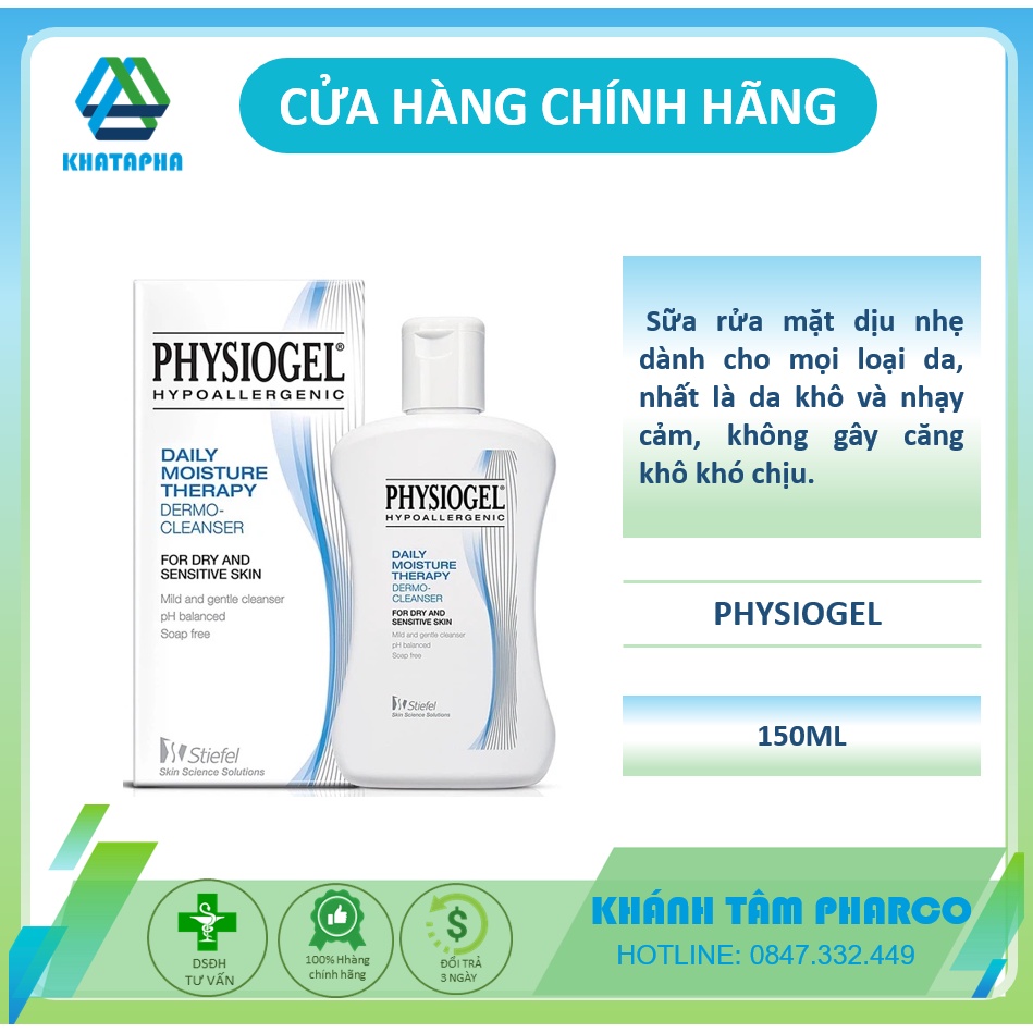 Sữa Rửa Mặt Physiogel Daily Moisture Therapy Dermo Cleanser 150ml/T7/2023