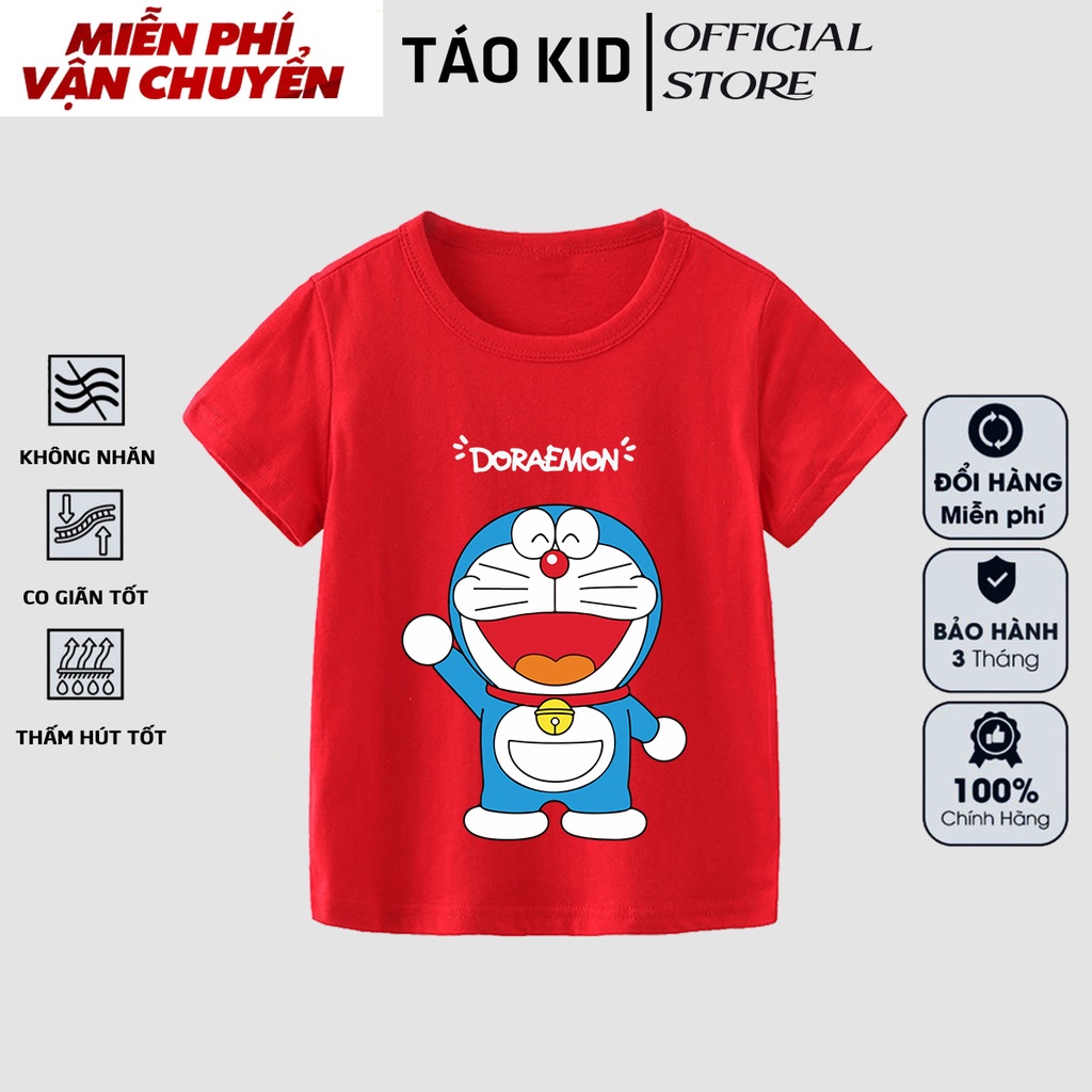 Áo thun bé trai bé gái cộc tay Táo Kid chất cotton in hình Mèo Máy DRM từ 0 đến 10 tuổi TK123