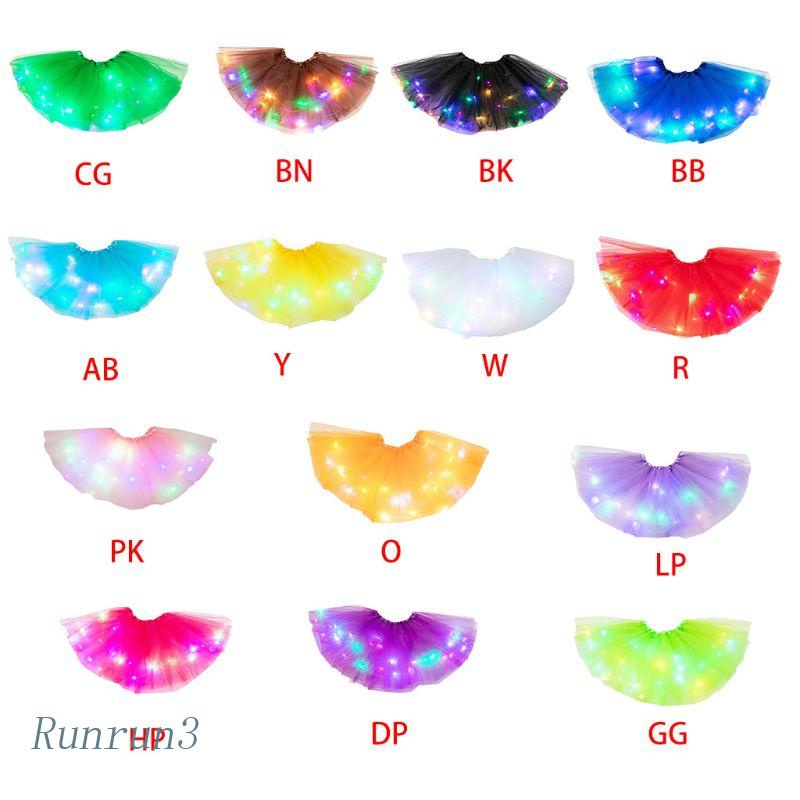 Chân Váy Xếp Ly Nhiều Lớp Bằng Vải Tuyn Có Đèn LED Neon Dành Cho Bạn Nữ Mặc Khi Nhảy Múa