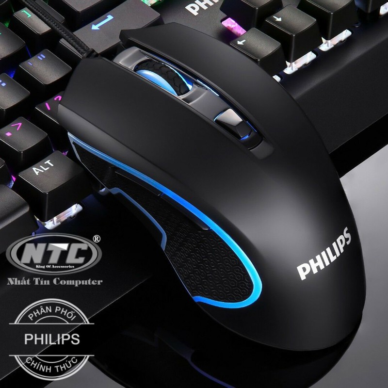 Chuột 6D game cao cấp Philips SPK9413 led đa màu-DPI 6400 thích hợp đồ họa và game