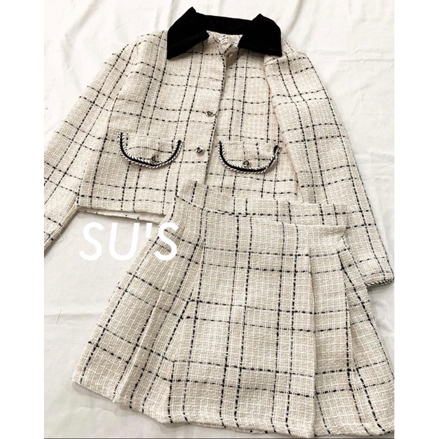 (Ảnh thật) Set dạ tweed thắt nơ tháo rời | BigBuy360 - bigbuy360.vn