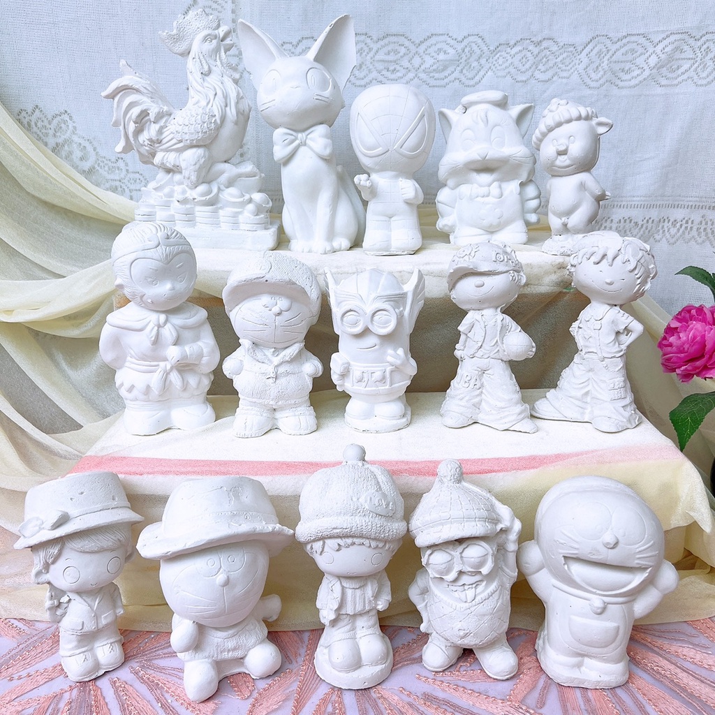 Tượng Tô Màu Combo 3 Tượng 13-18cm Ngẫu Nhiên Mẫu, Thạch Cao Cho Bé Size To  Gomphuquy