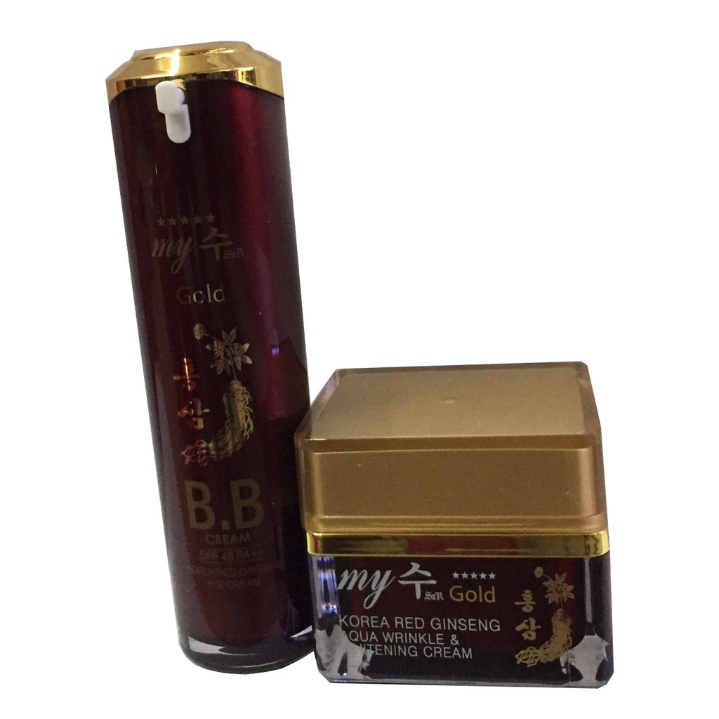 Combo Kem nền BB Hồng sâm đỏ Hàn Quốc 40ml và Kem Hồng Sâm Dưỡng Trắng Da Ngày Và Đêm My Gold (50ml), kem lót nền, Occar