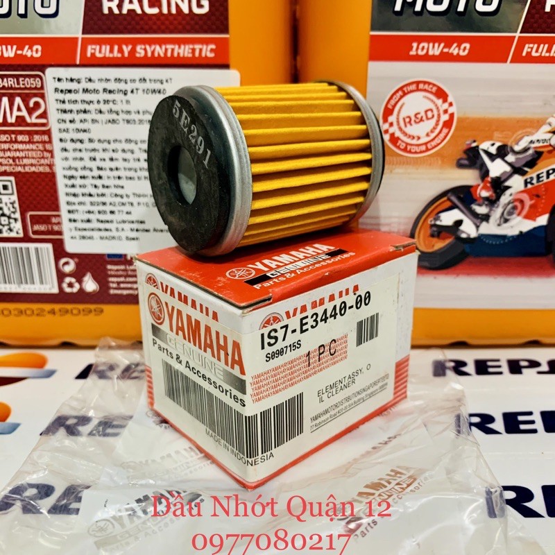 Repsol Châu Âu - Combo Nhớt Repsol Moto Racing 10W-40 1Lit + Lọc Nhớt Yamaha