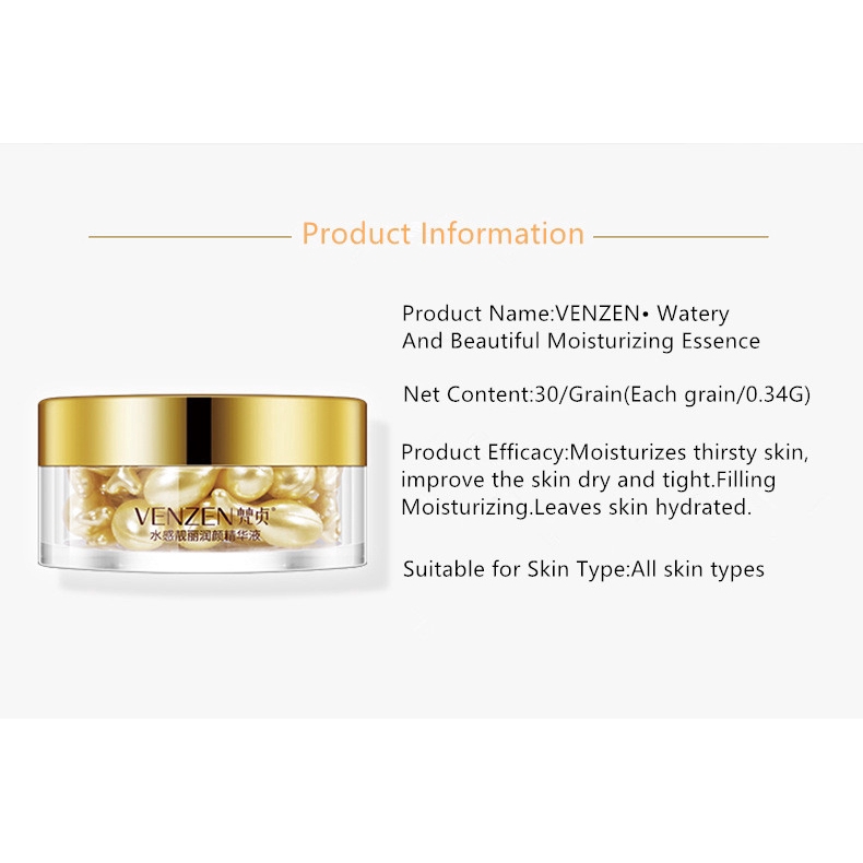 Venzen Tinh chất Hyaluronic Acid dạng viên nang dưỡng ẩm thu nhỏ lỗ chân lông nuôi dưỡng và phục hồi là dna 30