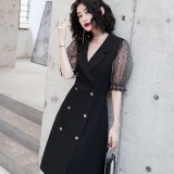 ĐẦM XÒE CỔ VEST PHỐI NÚT CAO CẤP - CV280635