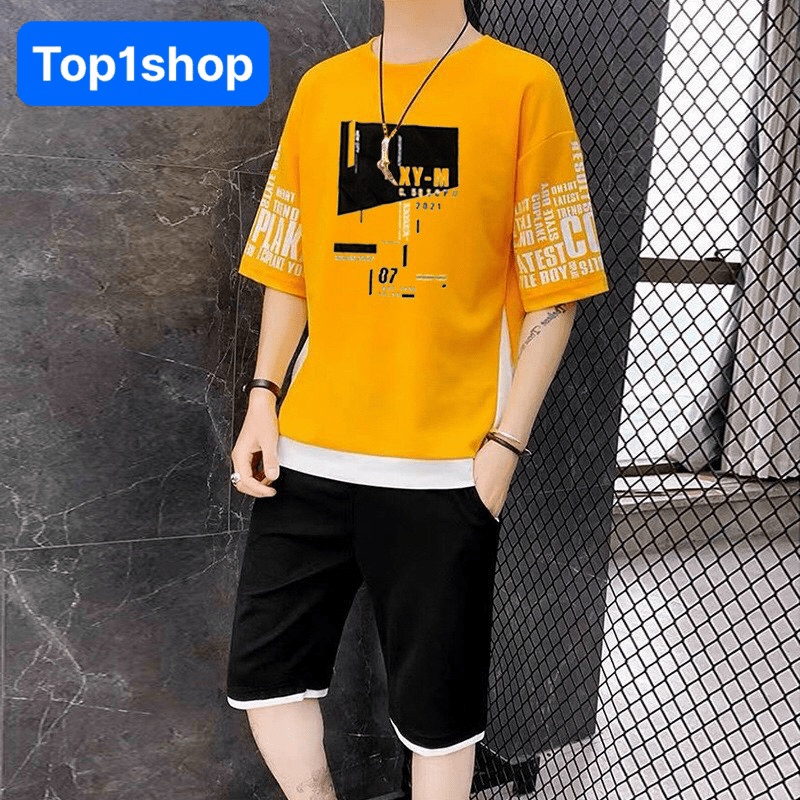 Đồ bộ nam Co-p 07 thể thao mặc nhà mùa hè siêu mát gồm áo thun và quần short đùi có túi tiện lợi Unisex bigsize nam nữ t