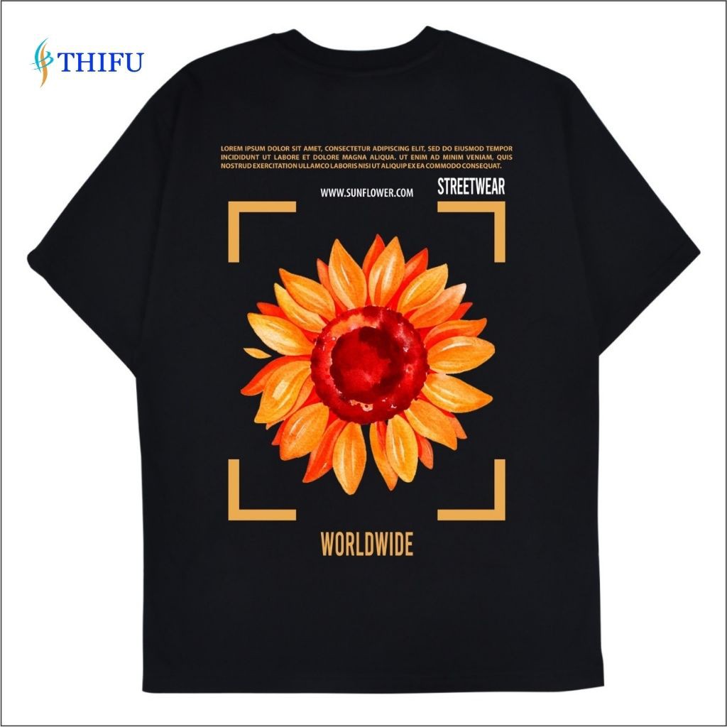 Áo Thun THIFU FASHION Tay Lỡ Hình Hoa Hướng Dương Chất Liệu Cotton, Thấm Hút Tốt Phù Hợp Cho Cả Nam Và Nữ