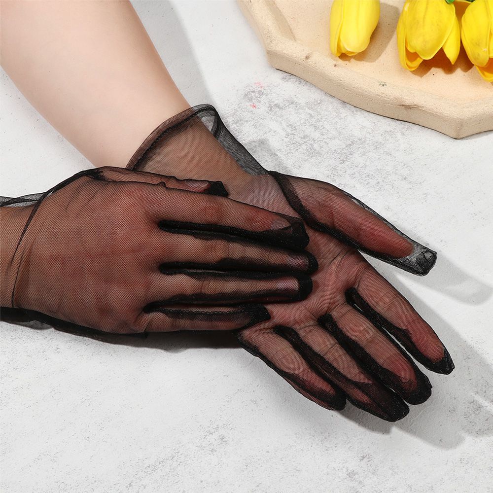 1 đôi găng tay dài bằng vải tuyn siêu mỏng phụ kiện găng tay cô dâu dạ hội