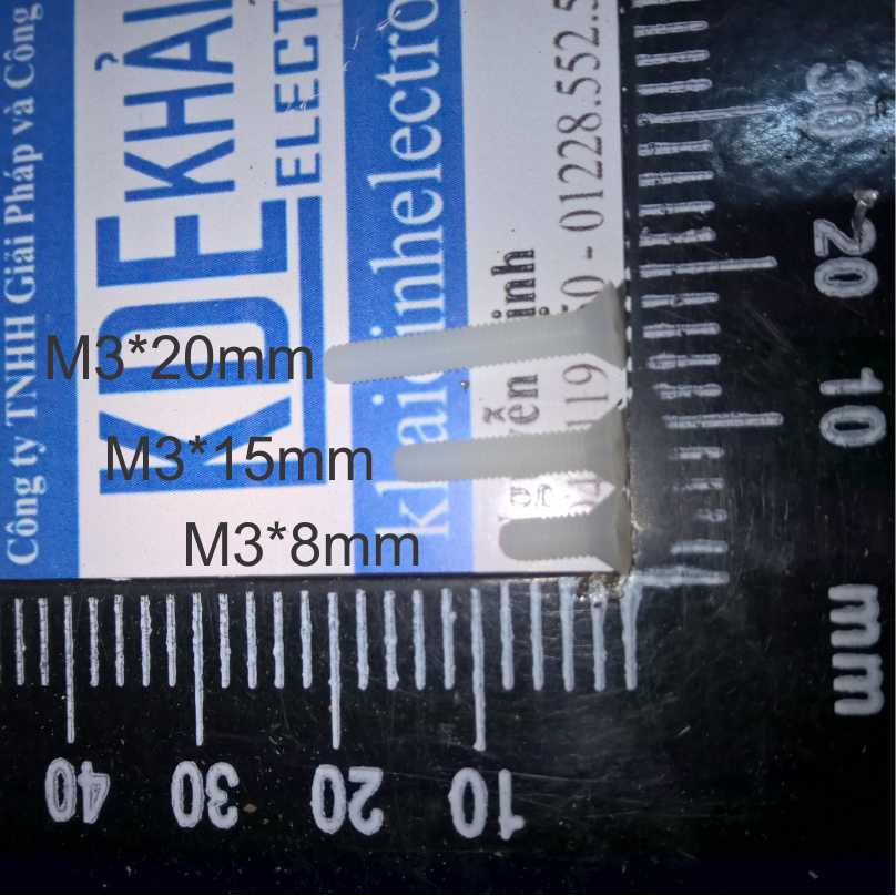 bulong bu lông Nhựa đầu dấu +, đỉnh bằng M3 6/10/15/20/25mm kde0241