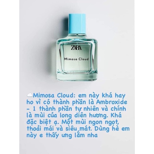 🇪🇸AUTH - NƯỚC HOA NỮ ZARA MIMOSA CLOUD EDT 100ML 🇪🇸