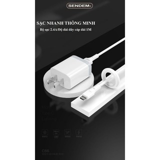 SẠC CÁP SENDEM C66 DÒNG 2.4A ĐẦU IPHONE/MICRO/TYPE C - CHÍNH HÃNG