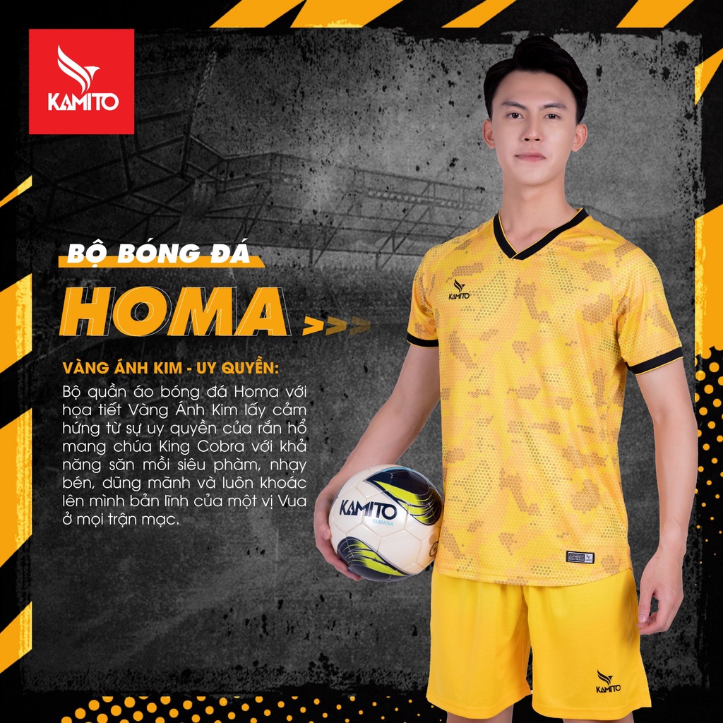 Áo đá bóng, đồ đá banh, quần áo bóng đá, áo không logo Kamito HOMA Vàng - Chất vải cao cấp, bền, thoáng