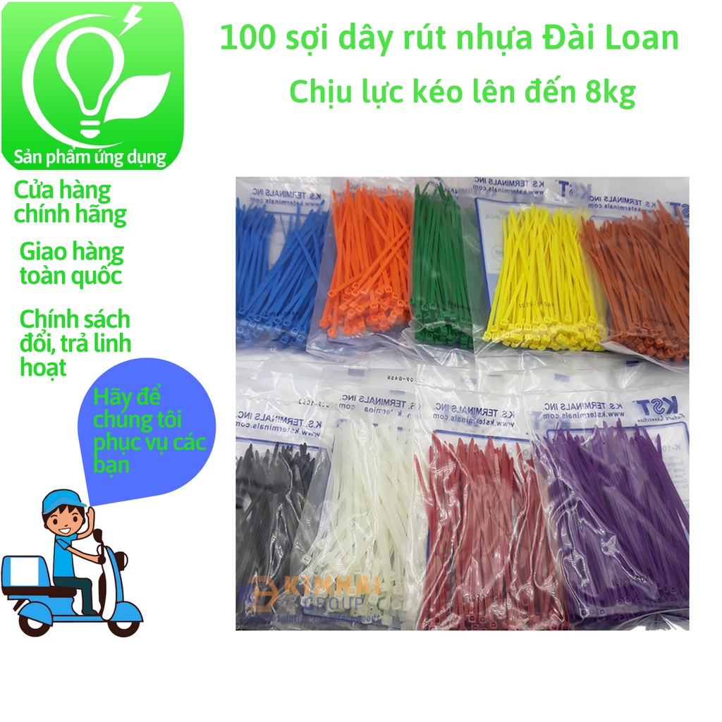 Sét 100 sợi màu ngẫu nhiên dây rút nhựa Đài Loan dùng đánh dấu gia súc gia cầm linh kiện làm vườn 2,5mmx100mm