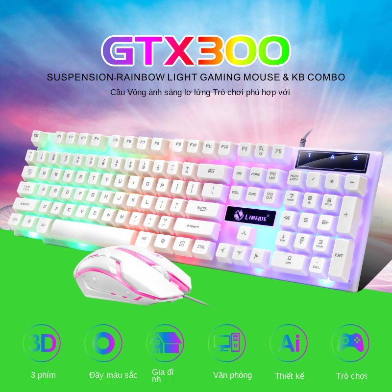Limei Bộ bàn phím và chuột dạ quang thao tác Cảm nhận văn phòng Ăn gà trò chơi máy tính xách tay | BigBuy360 - bigbuy360.vn