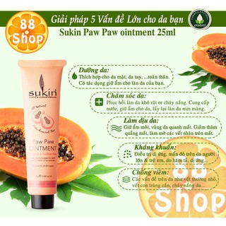 Dưỡng môi Kem Đu Đủ Đa năng Úc Sukin Paw Paw Ointment 25g