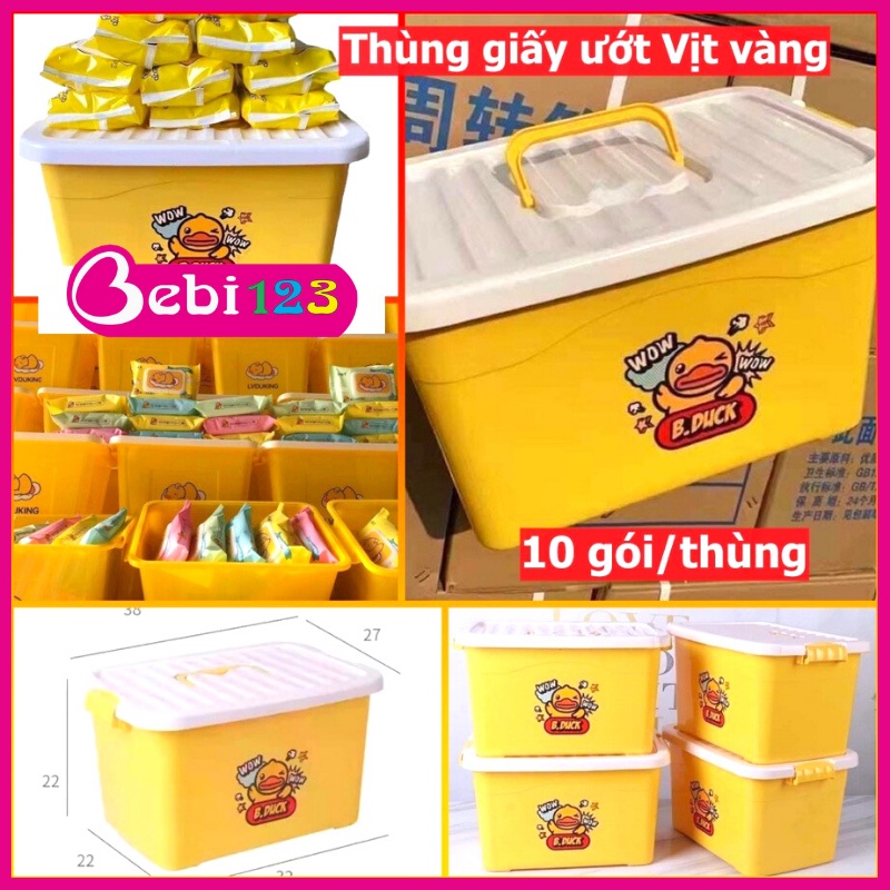Thùng 10 gói khăn giấy ướt Vịt Vàng tiện dụng cho bé