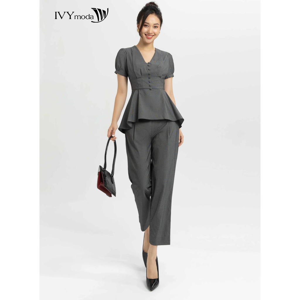 Quần dài kẻ ống đứng nữ IVY moda MS 22M5067