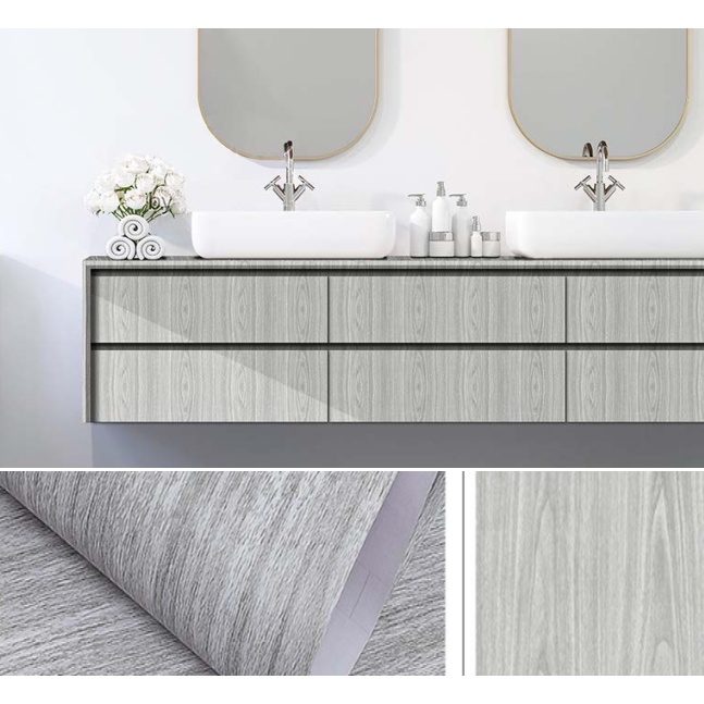 Decal giấy dán tường VÁN MỎNG XÁM TRƠN khổ 60cm keo sẵn