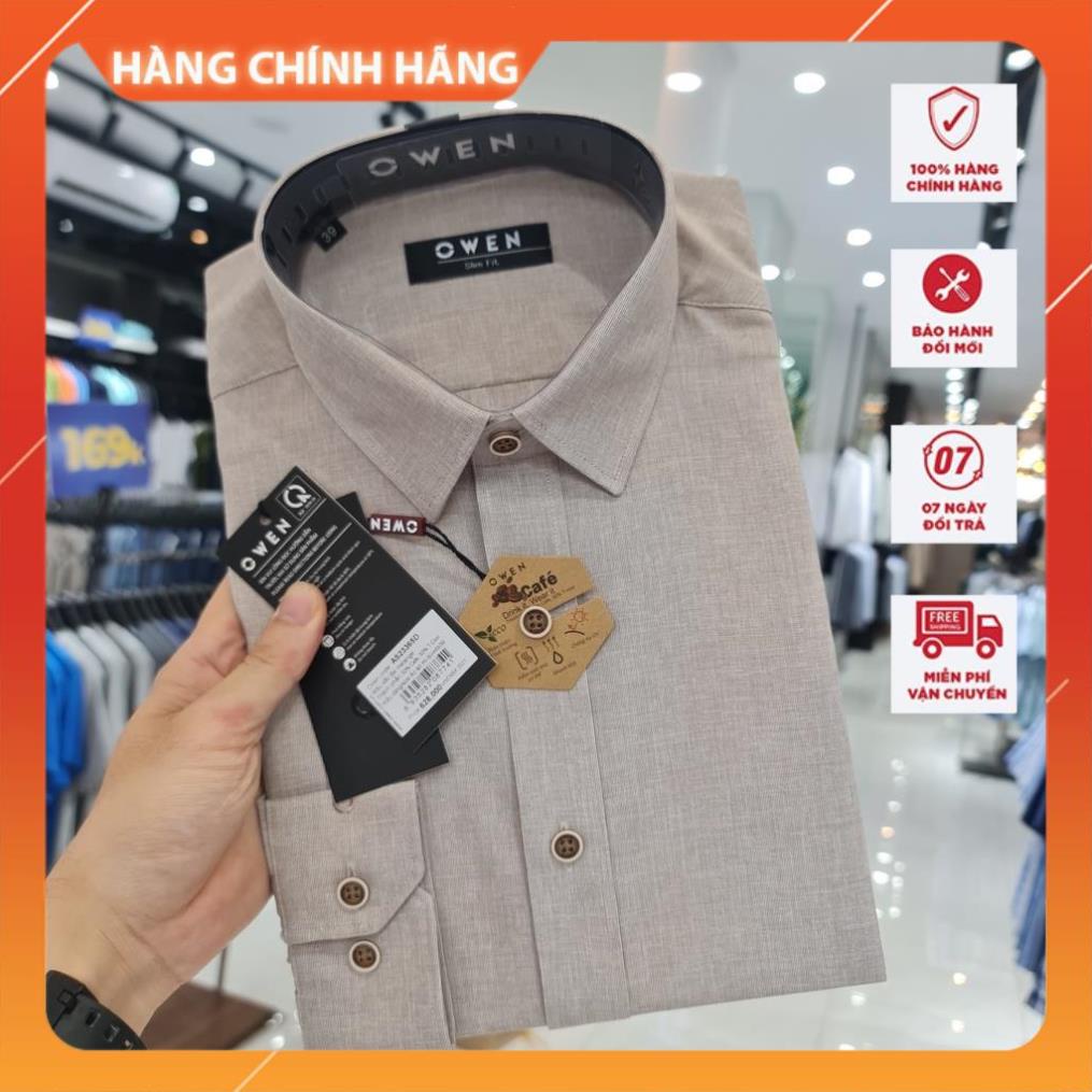 OWEN - (CHÍNH HÃNG) Áo sơ mi nam dài tay dáng SLIMFIT sợi Cafe - Mã AS23365D - OWEN Flagship Store