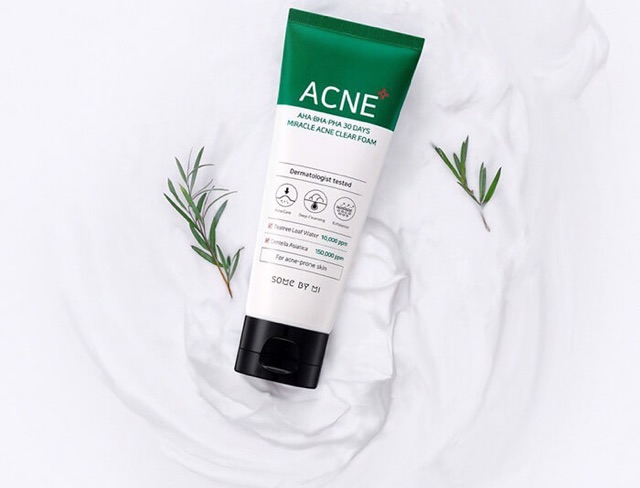 Sữa Rửa Mặt Some By Mi AHA-BHA-PHA 30 Days Miracle Acne Clear Foam 100ml (Sữa rửa mặt AHA xanh)