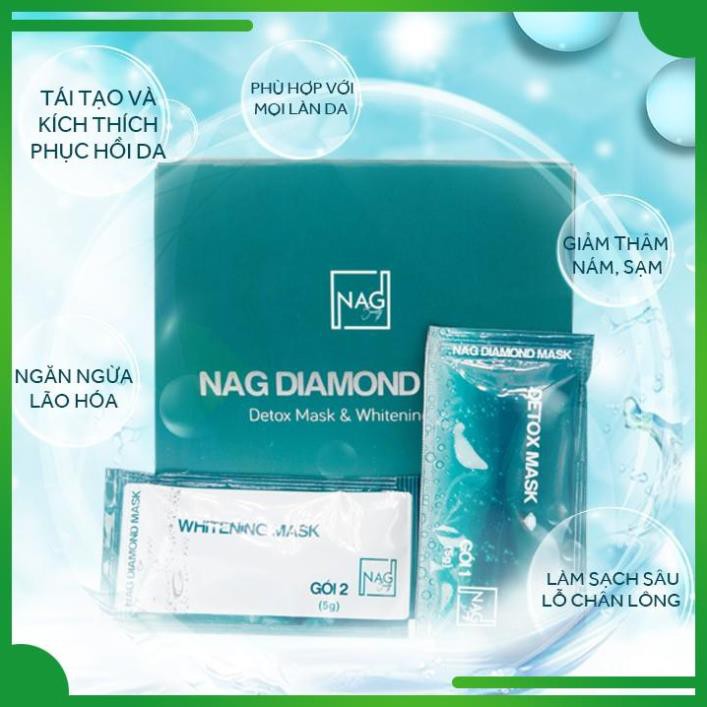 BỘ ĐÔI MẶT NẠ N.A.G DIAMOND MASK-Thải độc, dưỡng trắng da mặt toàn diện/DETOX MASK-WHITENING MASK | Thế Giới Skin Care