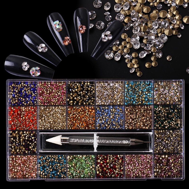 Hộp Đá Pha Lê AB Trang Trí Móng Tay Nghệ Thuật