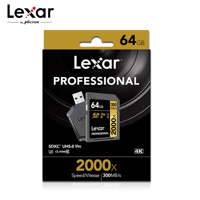 Thẻ Nhớ Tốc Độ Cao Lexar 2000x UHS-II SD 32GB 64GB 128G 300MB / s Cho Máy Ảnh Kỹ Thuật Số Lexar 2000x 3D 4K SLR