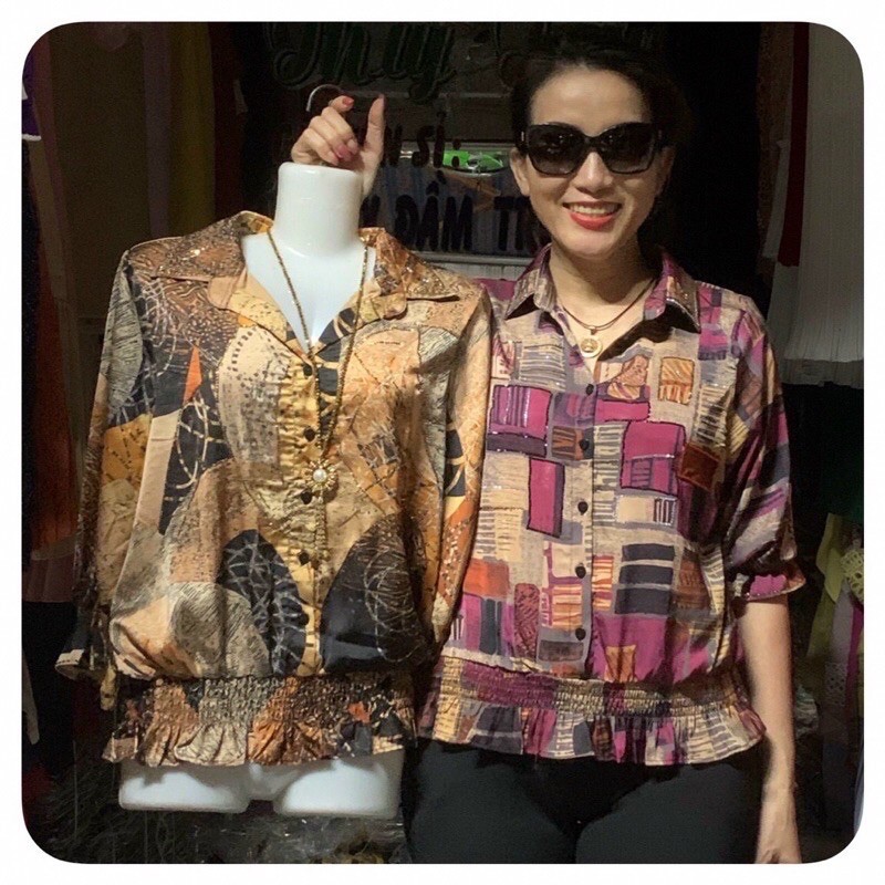 Áo Sơ Mi Lụa Hoa Nữ 50-68kg Hàng Quảng Châu Cao Cấp