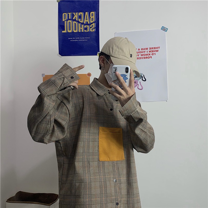 [Hàng Sẵn Sàng] Miễn Phí Vận Chuyển Áo Sơ Mi Nam Nữ 128287Áo Sơ Mi Tay Dài Dáng Rộng Màu Sắc Độc Đáo Phong Cách Retro Hàn Quốc Thời Trang Cho Nữ