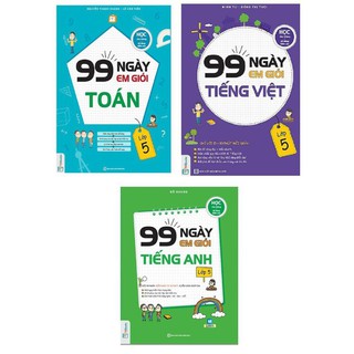 Sách - Combo 99 Ngày Em Học Giỏi Toán + Tiếng Việt + Tiếng Anh Lớp 5