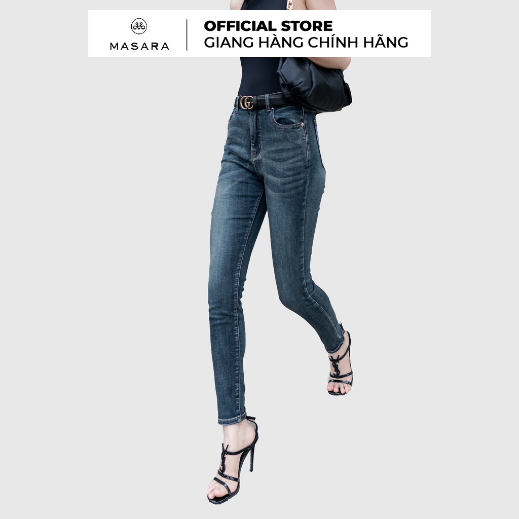 Quần skinny jean Masara dáng ôm màu xanh rêu