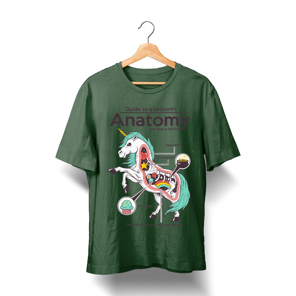 Áo thun nam đẹp 100% Cotton Unicorn - cấu tạo của 1 chú kỳ lân dễ thương độc đáo cho người thích giải phẫu JAP20210027