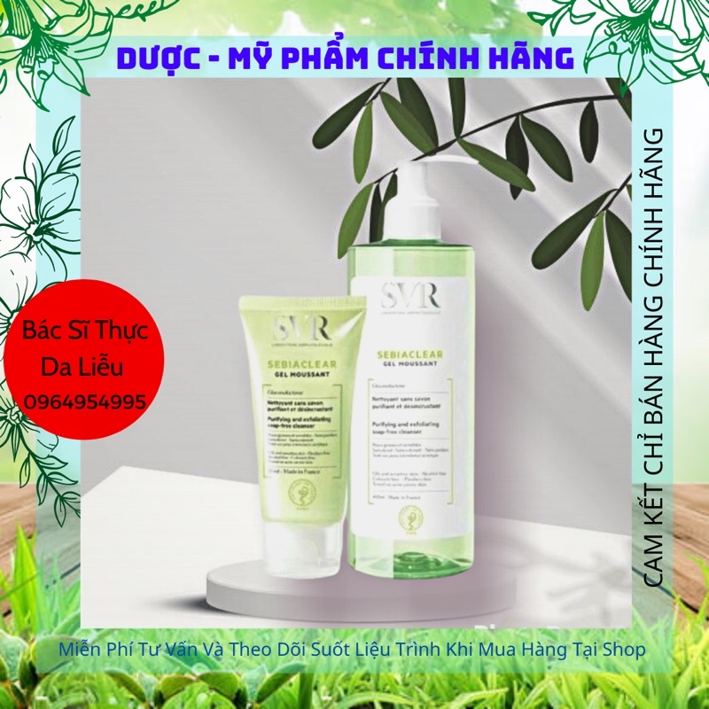 [CHÍNH HÃNG] Sữa Rửa Mặt SVR Cho Da Dầu Mụn - SVR Sebiaclear Gel Moussant 400ml Loại Bỏ Tế Bào Da Ch