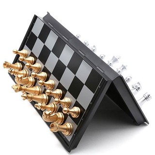 Bộ bàn cờ vua 25cm gấp gọn đế hít nam châm