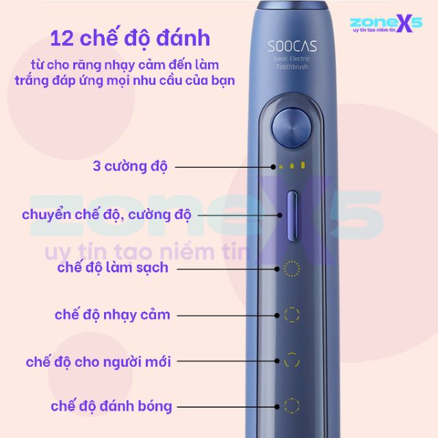 Bài Chải Đánh Răng Điện Xiaomi Mijia Soocas X5 - Động cơ rung Sonic, pin 30 ngày, thiết kế Pop Art