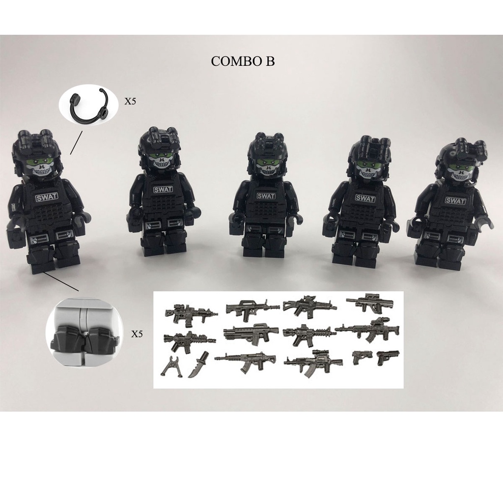 Đồ chơi lắp ráp minifigures swat army , mô hình lắp ghép quân sự - Combo Ghost team