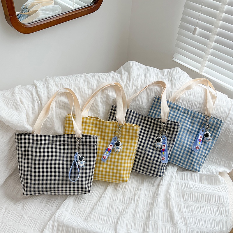 Túi vải hoạ tiết Caro, Túi xách Tote 2022 siêu xinh