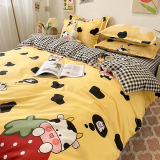 Bộ Chăn Ga Gối Cotton Poly Bò Vàng
