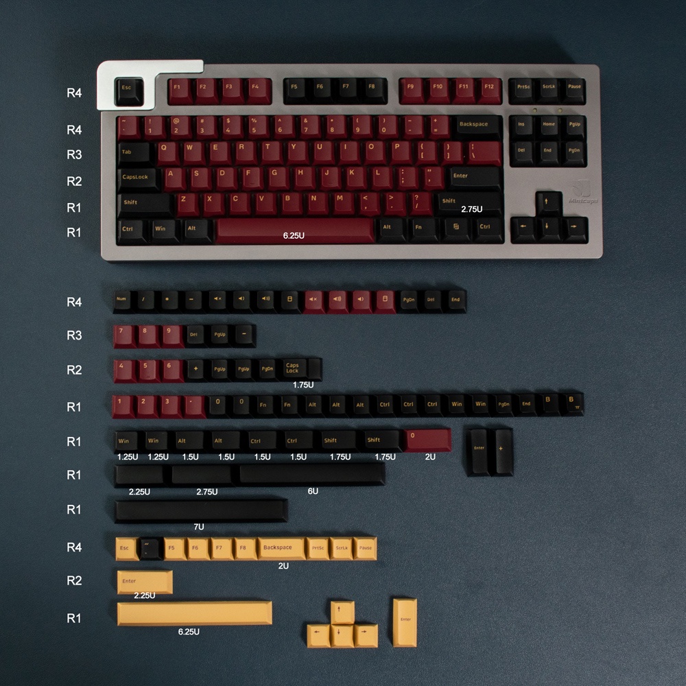 Set Keycap PBT Doubleshot nhiều phối màu Olivia, Samurai nút bàn phím cơ phù hợp nhiều layout