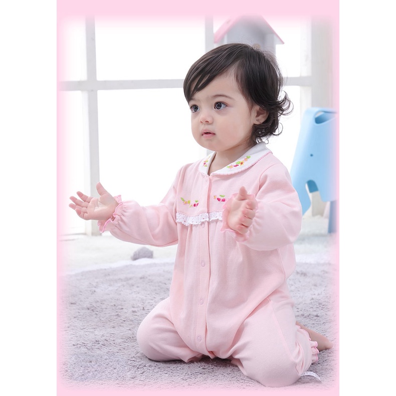 Áo Liền Quần Tay Dài Bằng Cotton Thời Trang Dành Cho Bé Gái 0-1 - 2-3 Tuổi 2318