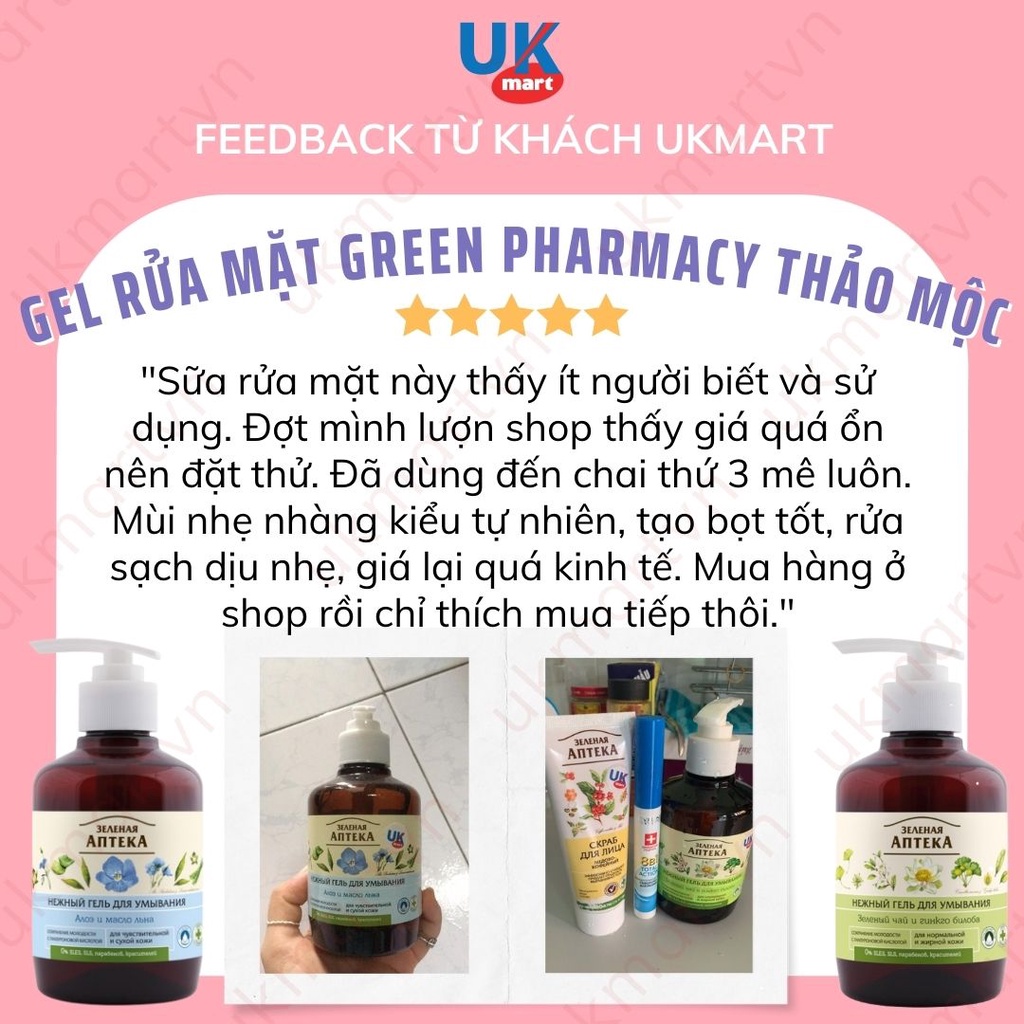 Gel Rửa Mặt Green Pharmacy Thảo Mộc Lành Tính Giúp Làm Sạch Nhẹ Dịu An Toàn Cho Da Nhạy Cảm