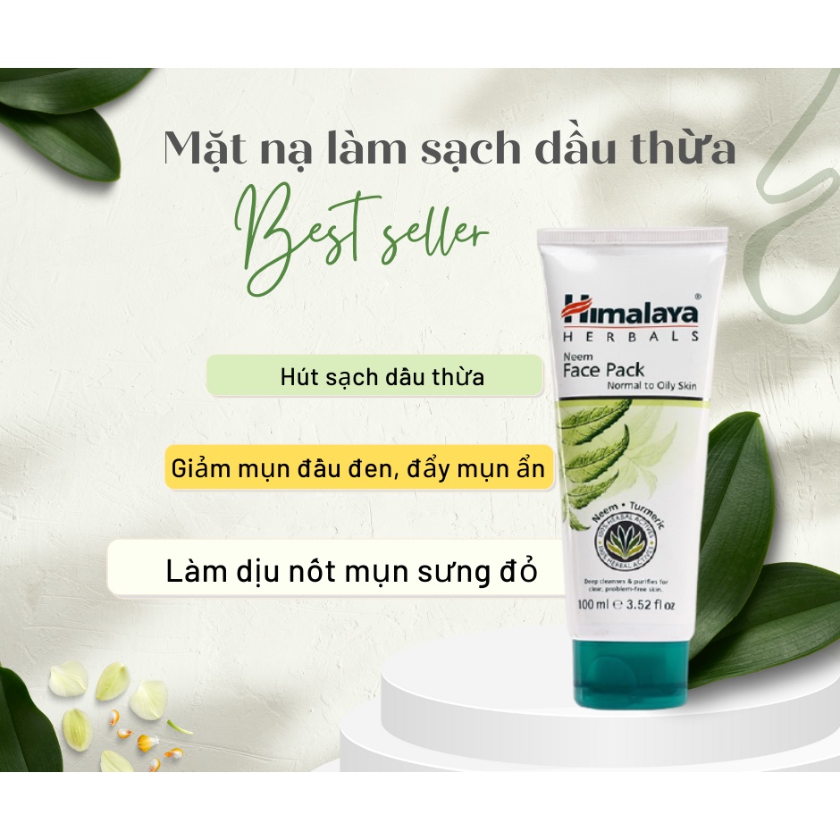 Mặt nạ đất sét lá neem loại bỏ mụn, bã nhờn và mờ thâm Himalaya Neem Face Pack 150ml