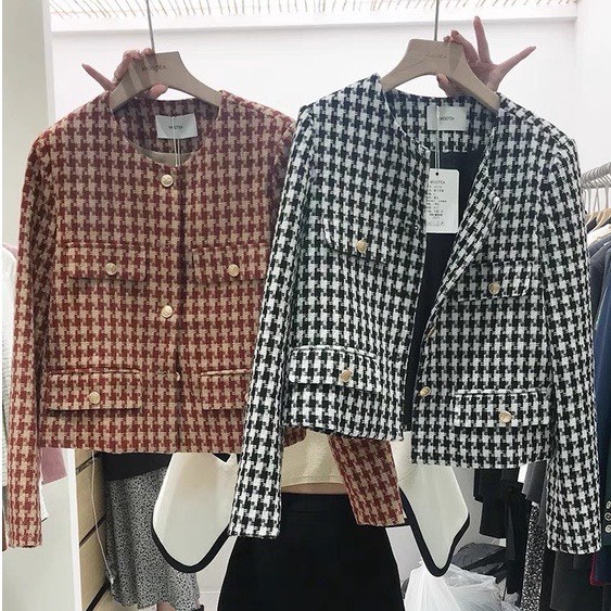 Áo dạ tweed họa tiết siêu xinh phong cách Hàn Quốc_ hàng ORDER có ẢNH thật | BigBuy360 - bigbuy360.vn