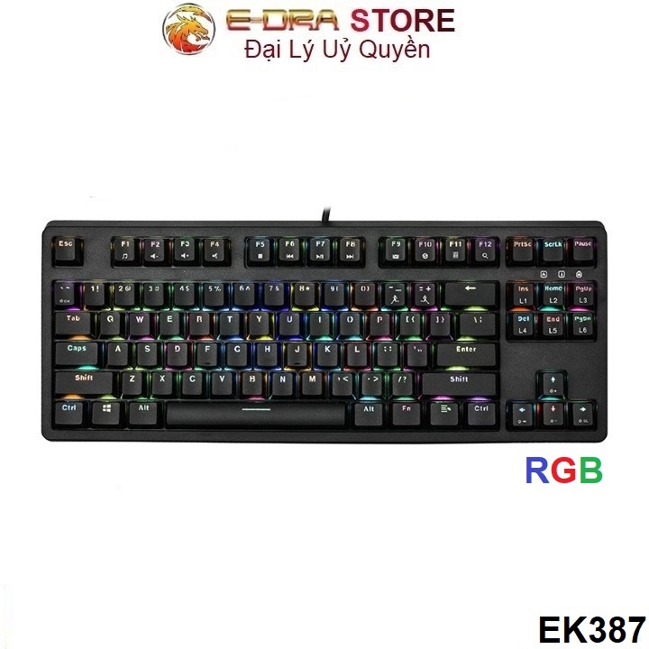 Bàn phím cơ Gaming Edra EK387 RGB LED V2 Bản Nâng Cấp ,(Blue /Brown /Red Switch )