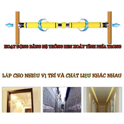 Xà đơn treo tường New 2017 KT 80-130cm + Tặng găng tay tập xà