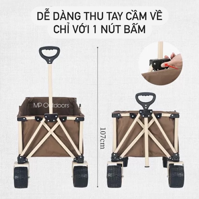 XE KÉO ĐẨY BÁNH XE THÁO RỜI TC03 NH20PJ009 NATUREHIKE ĐỰNG ĐỒ DÃ NGOẠI GẤP GỌN DU LỊCH CẮM TRẠI CAMPING OUTDOOR GLAMPING