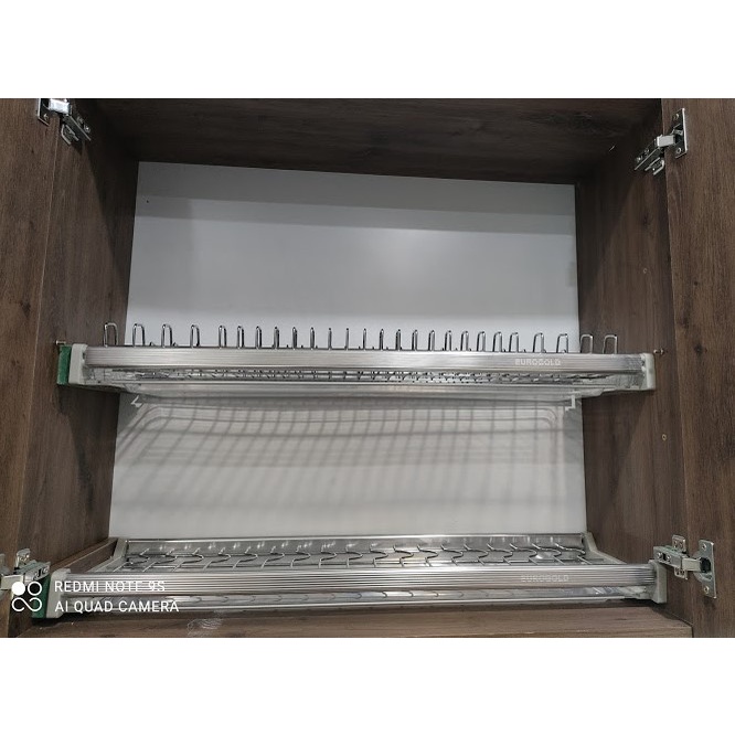 Kệ bát đĩa cố định 2 tầng EUROGOLD Nan Tròn Inox 304, Phụ kiện tủ bếp