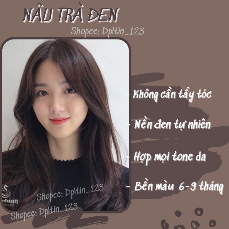 NÂU TRÀ ĐEN (tặng lược nhuộm), set nhuộm không cần tẩy tóc