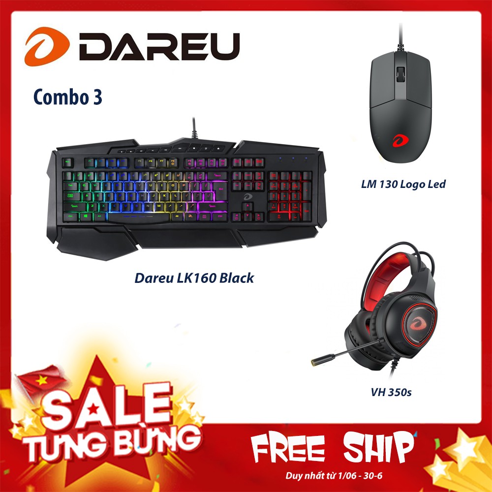 Combo Bàn Phím Cơ - Bàn Phím Giả Cơ Dareu - EK 880 - EK 87 - LK 160 + Chuột Gaming LM130 + Tai nghe chụp tai VH 350s | WebRaoVat - webraovat.net.vn